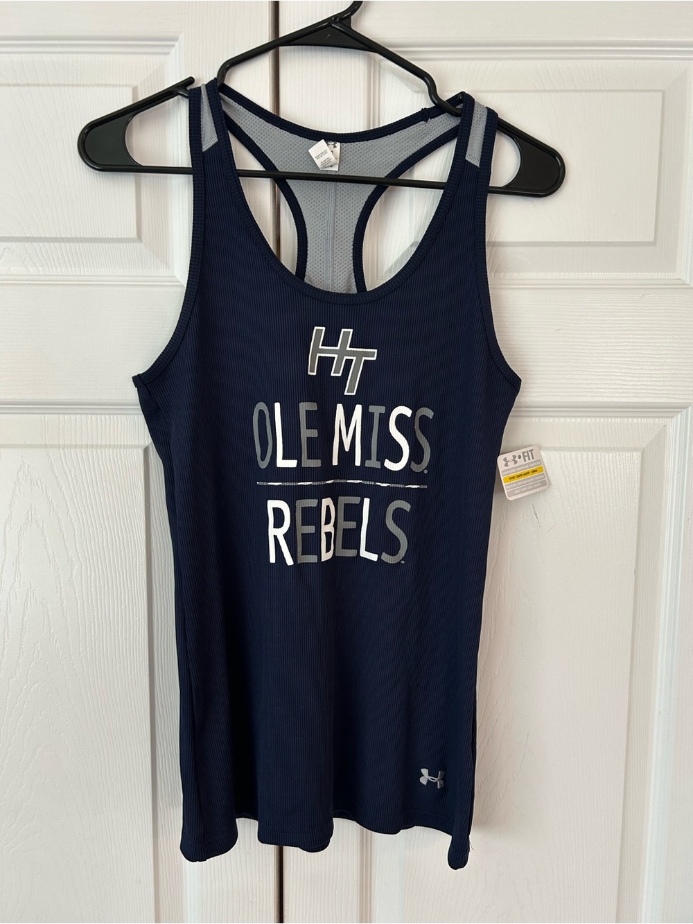 NWT Under Armour Heat Gear Women’s Blue Fitted Logo  Athletic Tank Top Size L